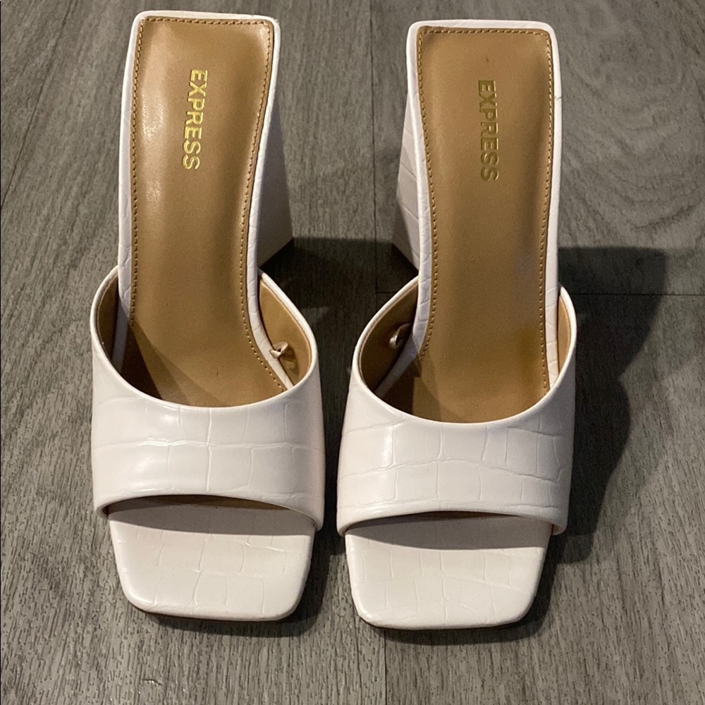 Express Women's White Block Heel Sandals